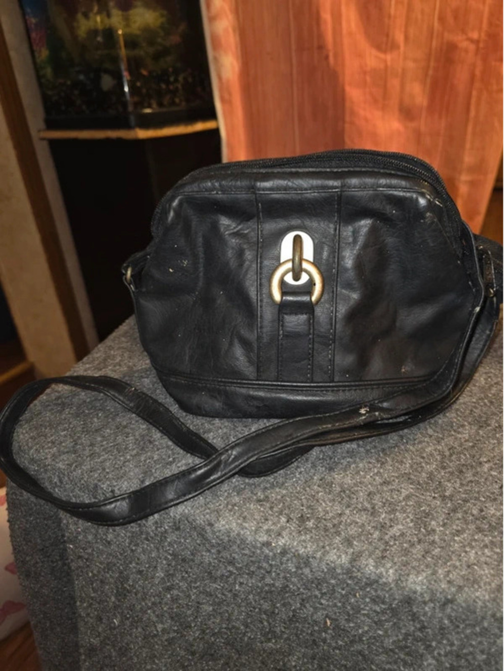 Vintage Jackson Black Croc Embossed Satchel Handbag